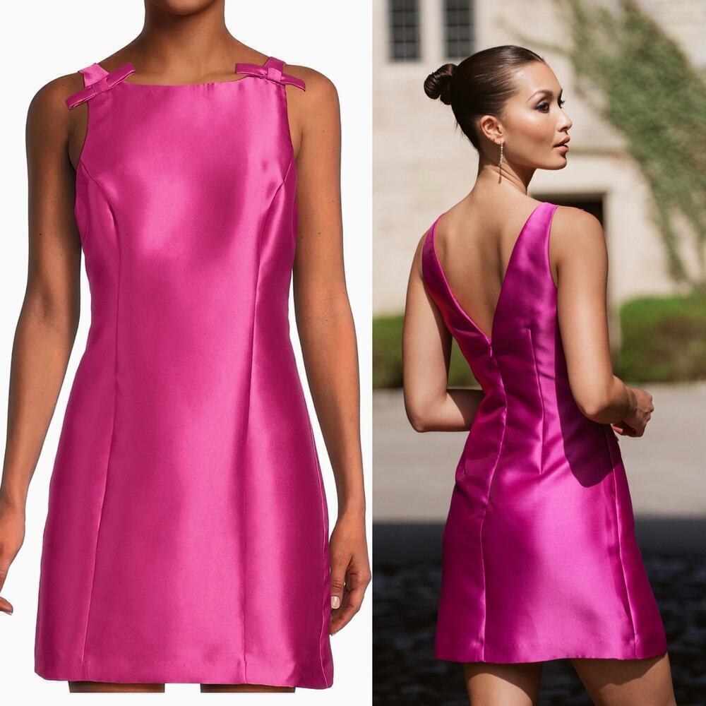 Hutch Chesca Dress Fuchsia Pink Mini Sleeveless Bow Cocktail Party Wedding S